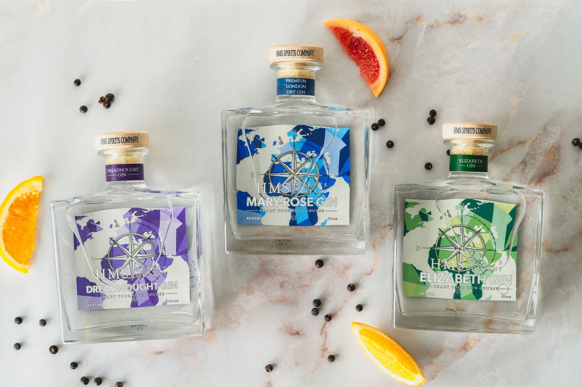 The HMS Spirits gin collection