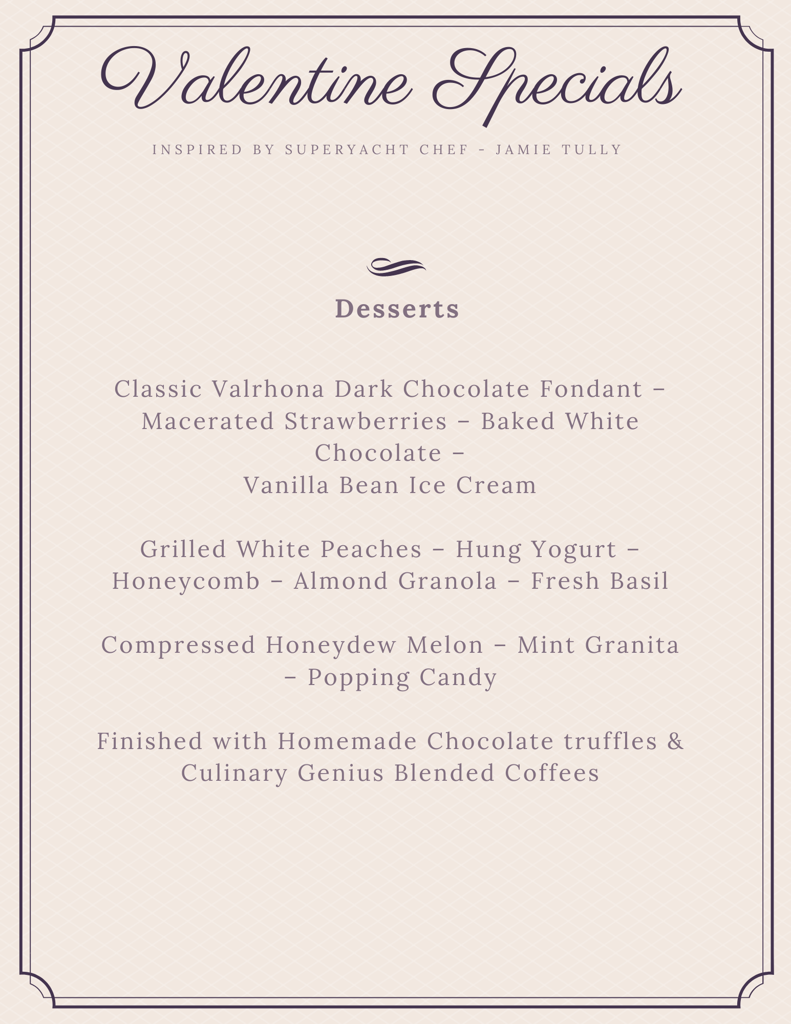 Gourmet Valentines day menu - Desserts