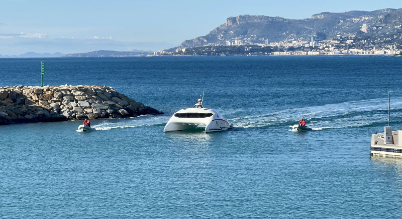 Yachts entering Cala Del Forte Marina 