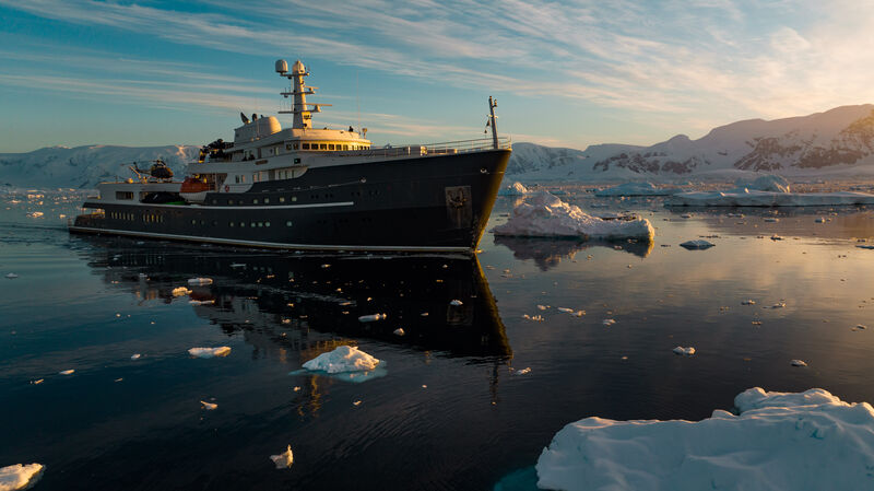 77m Explorer yacht Legend in Antartica