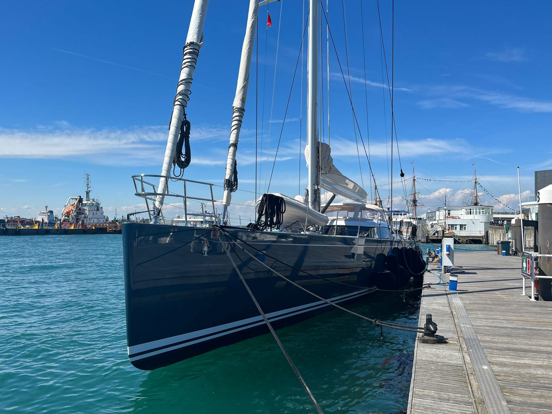 S/Y Hevea moored in Southhampton, UK