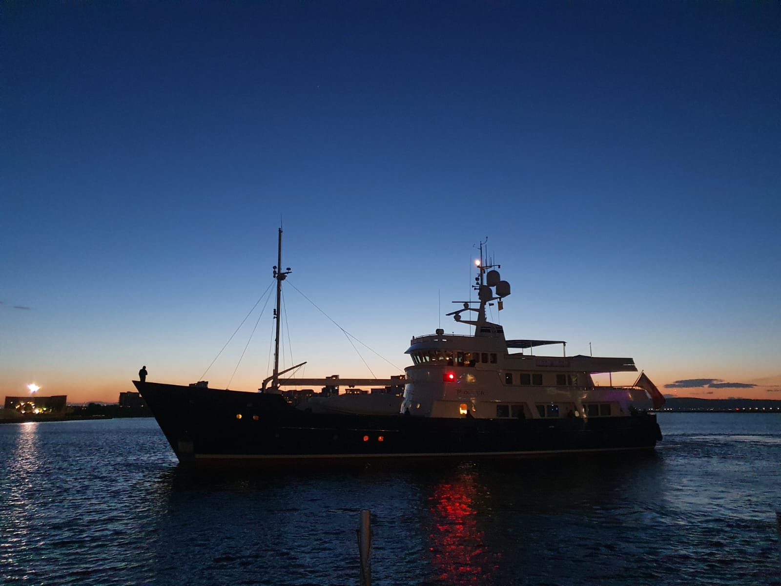 M/Y Pioneer yacht spotted at sunset in the UK