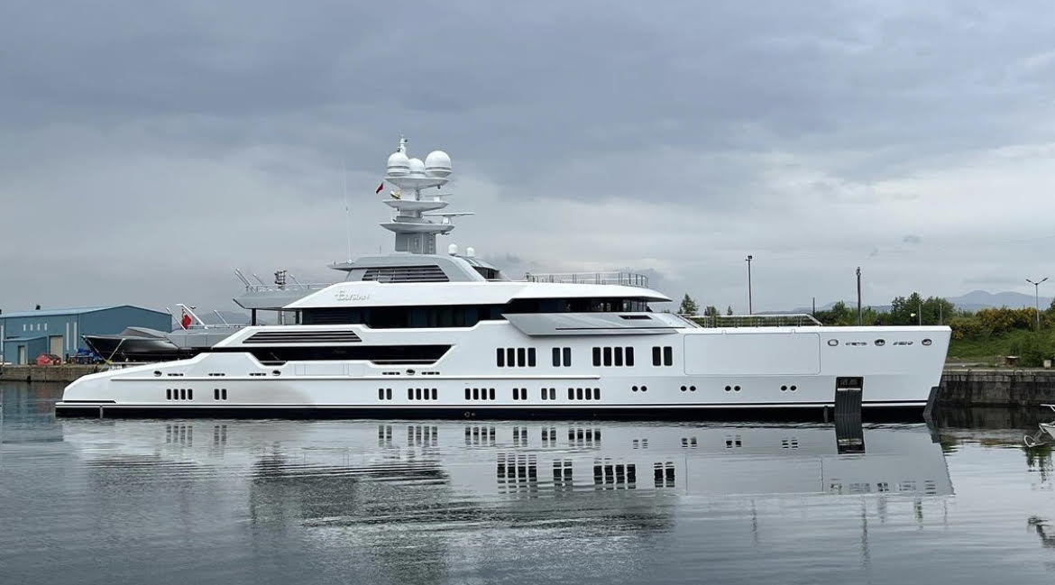 Elysian Superyacht in James Watt Dock, Scotland