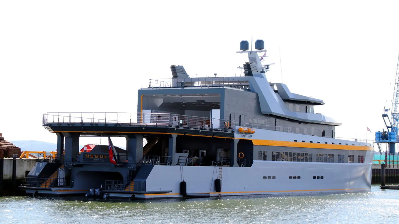 Nebula Superyacht docked in Scotland