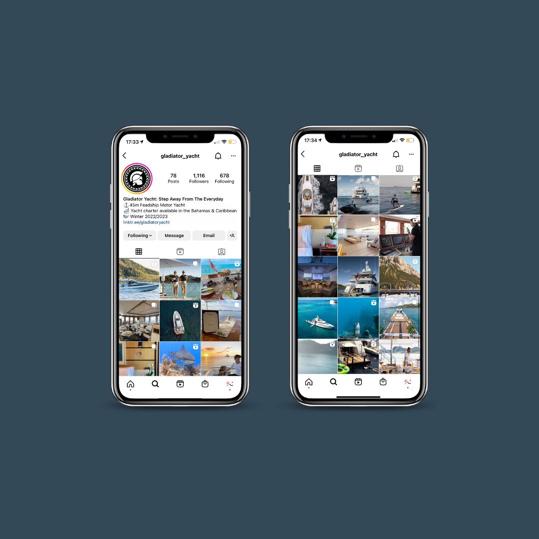 M/Y Gladiator Instagram Account - Social Media Marketing Trends For 2023