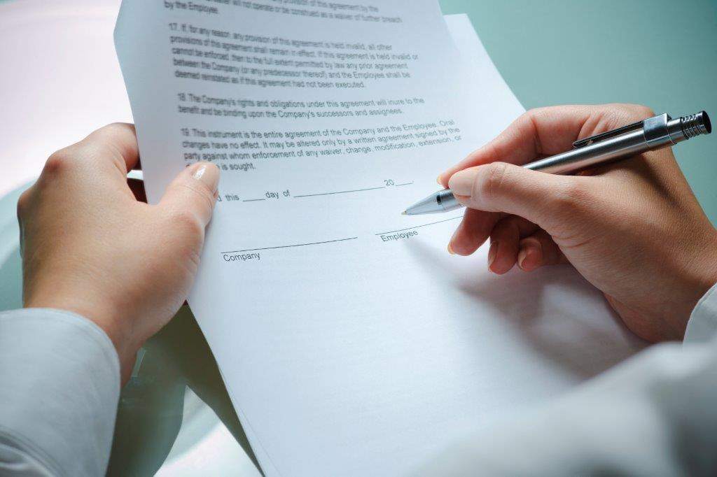 Signing a contract can help with issues onboard