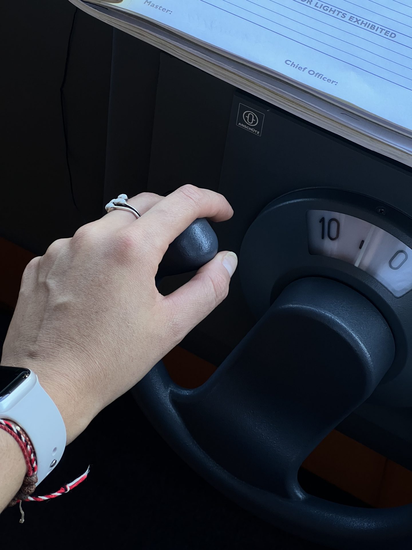 Hand steering on an Atlantic Crossing